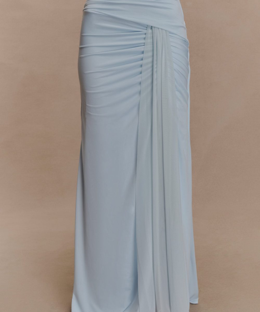 Calandra Slinky Maxi Skirt - Pale Blue