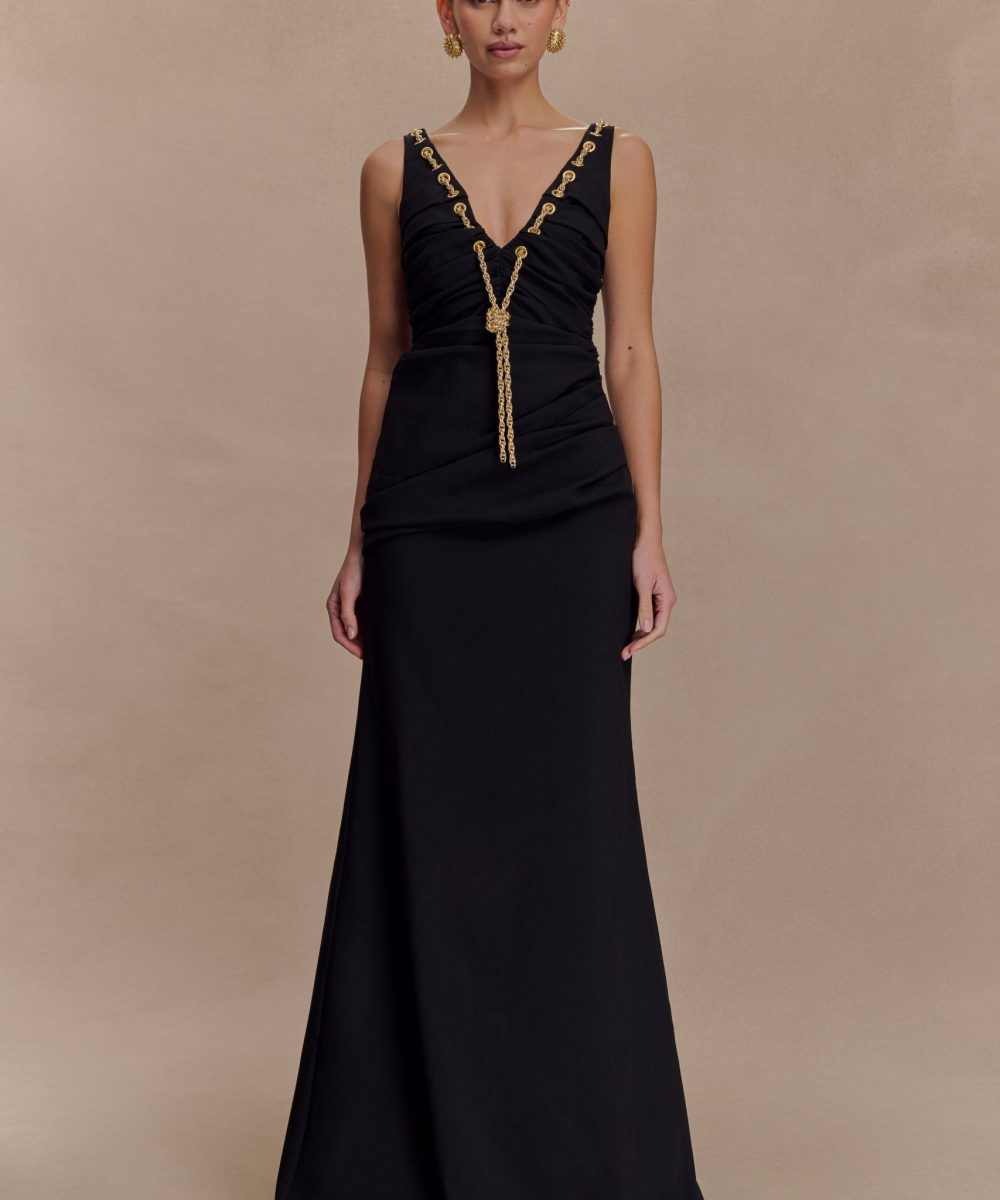 Axton Low Neck Maxi Dress - Black