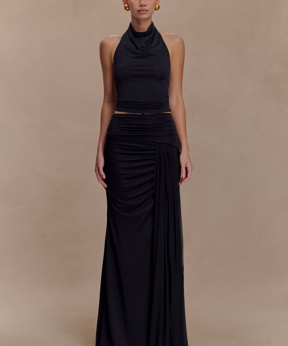 Calandra Slinky Maxi Skirt - Black