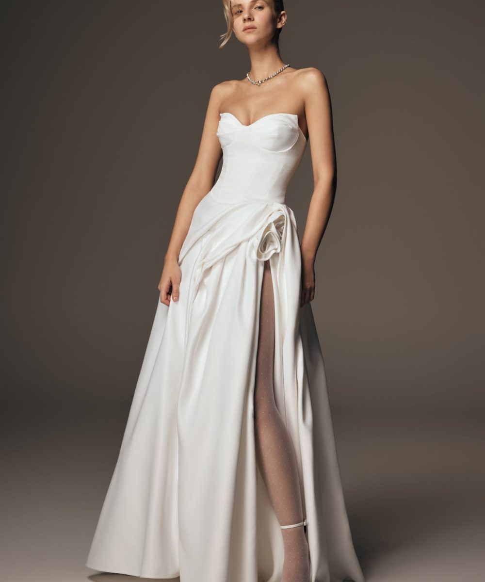 Elizabeth Strapless Corset Maxi Dress - White
