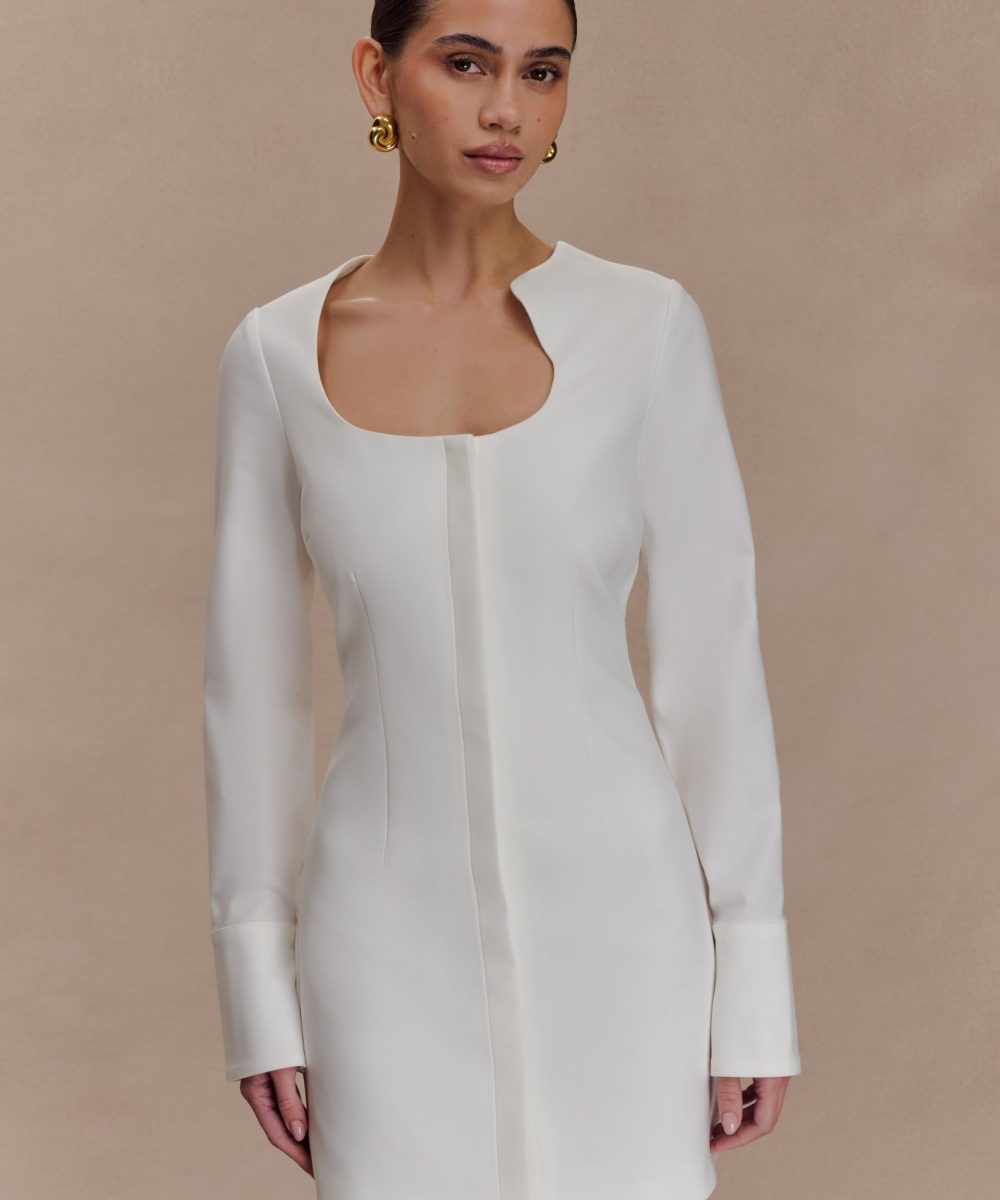 Carina Peplum Cotton Shirt Dress - White