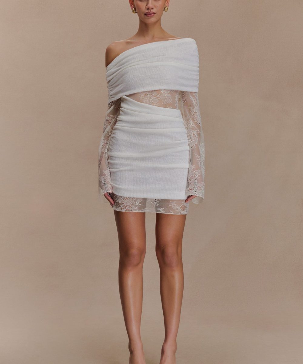 Luxie Lace Knit Mini Dress - Ivory