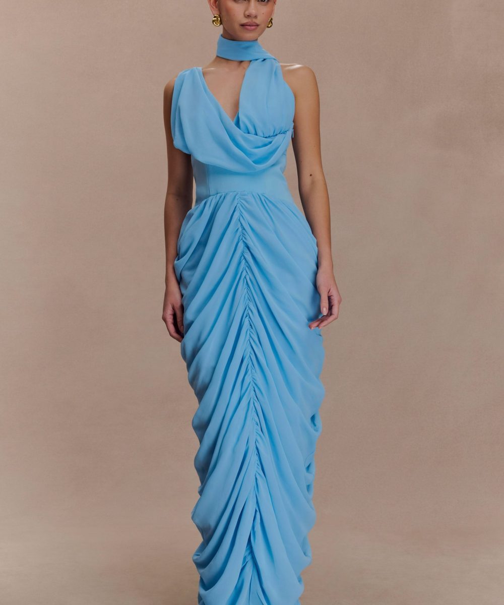 Alex Chiffon Maxi Dress - Blue