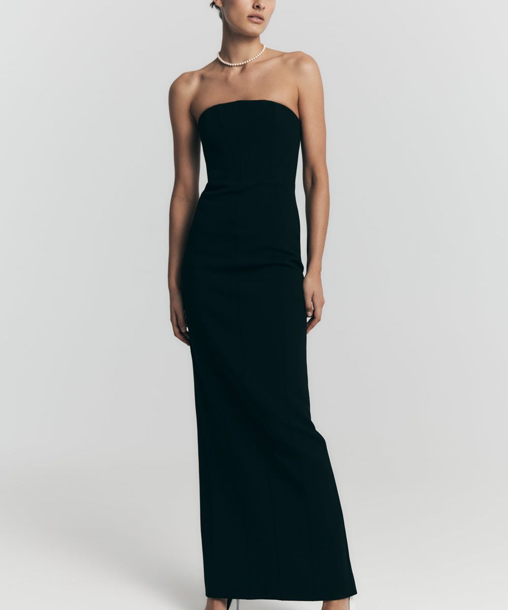Kalila Strapless Crepe Maxi Dress - Black