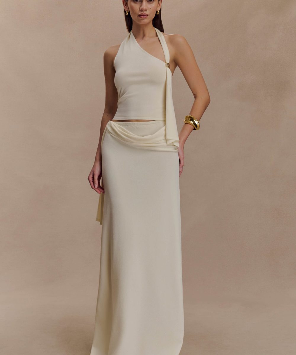 Bowie Low Rise Knit Maxi Skirt - Ivory