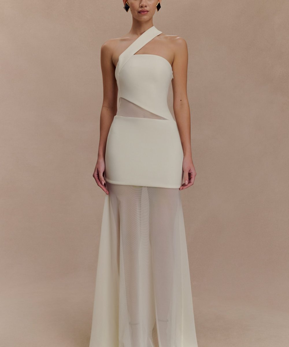 Vashti Cut Out Mesh Maxi Dress - Ivory