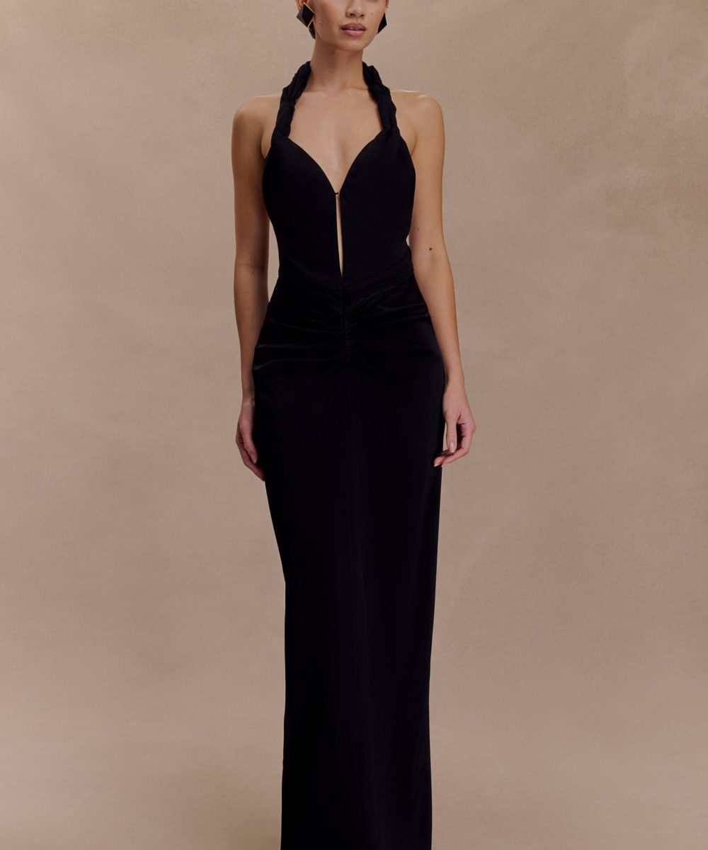 Vivianne Low Neck Maxi Dress - Black