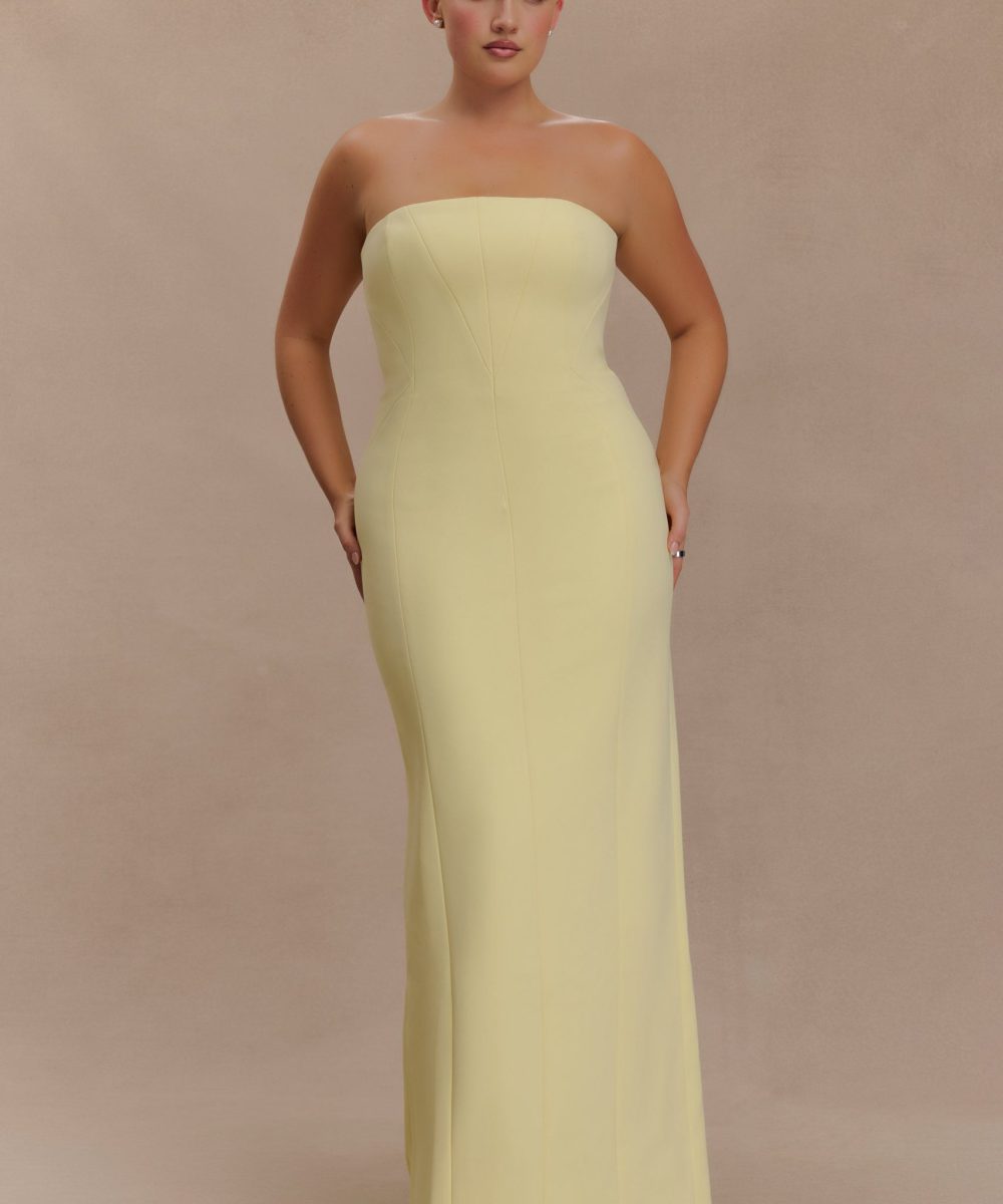 Kalila Strapless Crepe Maxi Dress - Lemon