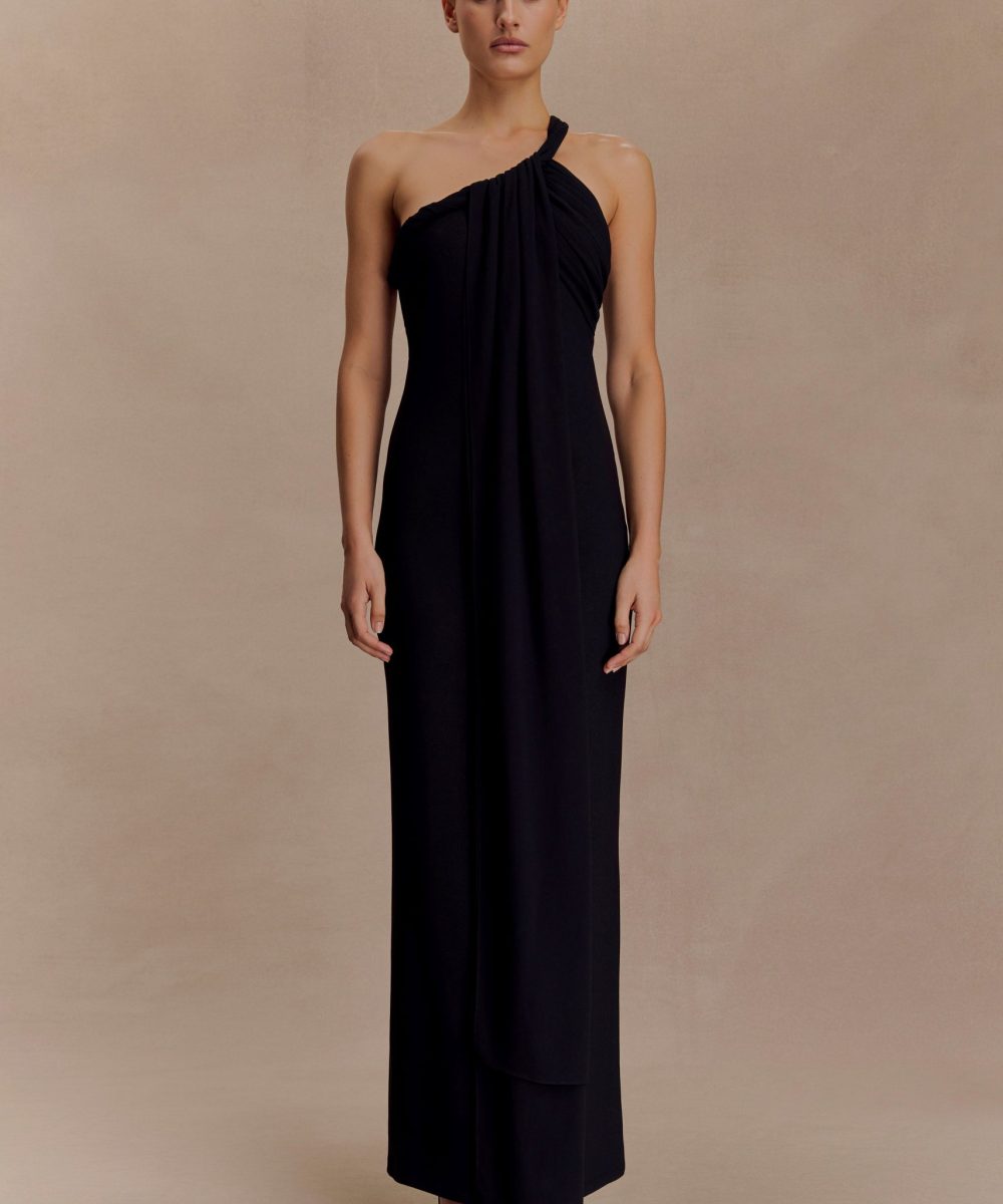 Philippa Knotted Crepe Maxi Dress - Black