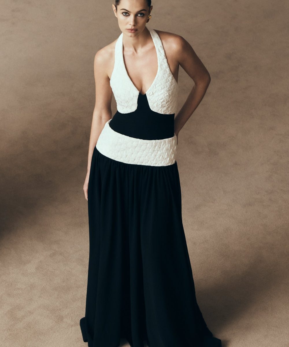 Celine Chiffon Maxi Dress - Black/White