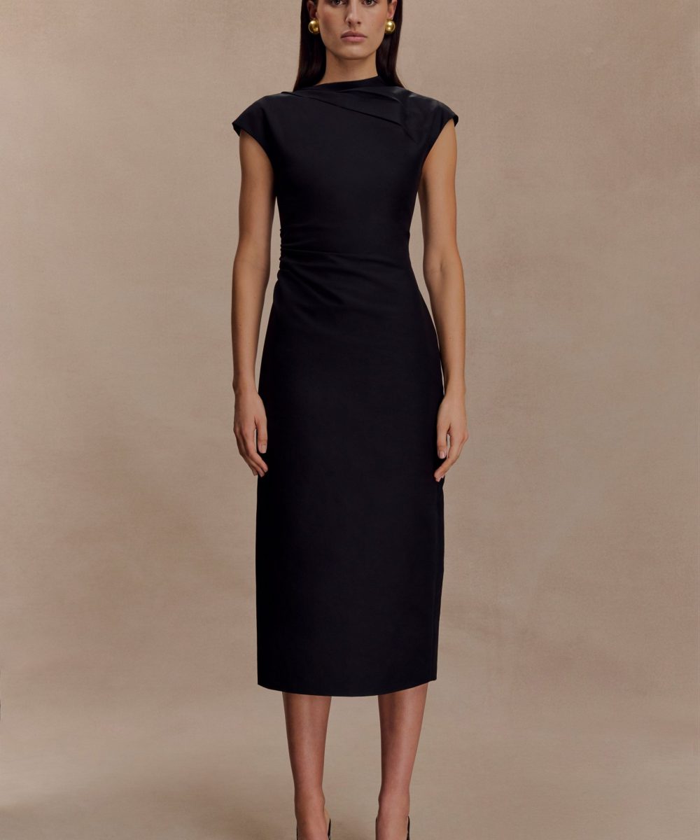 Lorena Cotton Midi Dress - Black