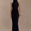 Matilda Ruched Mesh Maxi Skirt - Black