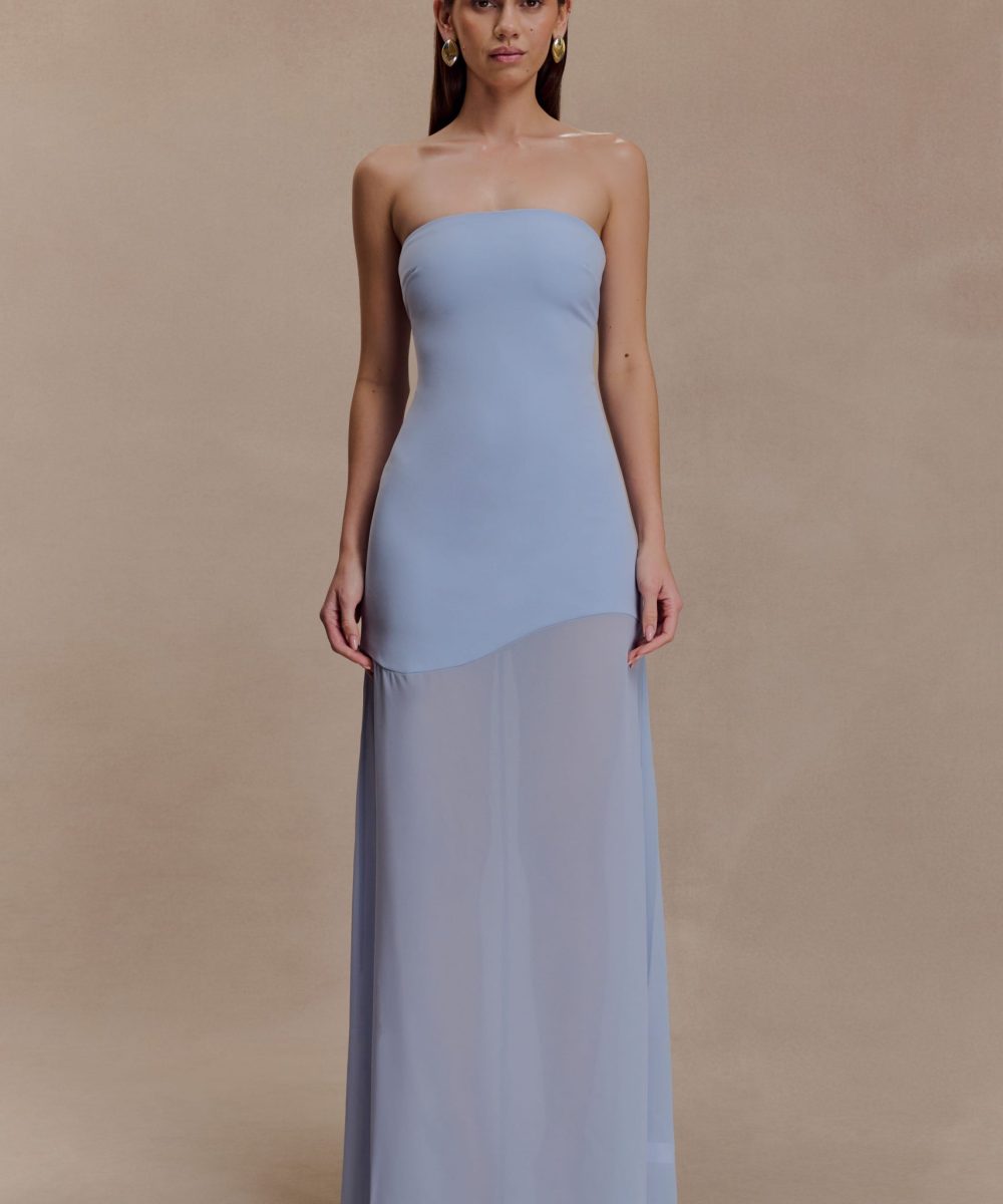 Mason Crepe And Chiffon Maxi Dress - Powder Blue