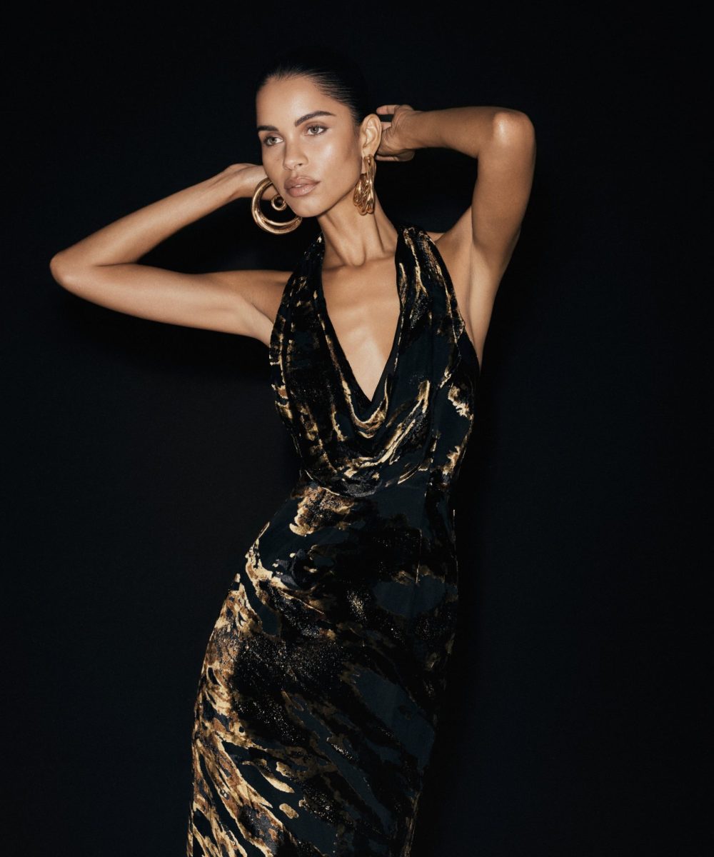 Talila Cowl Front Maxi Dress - Velvet Burnout