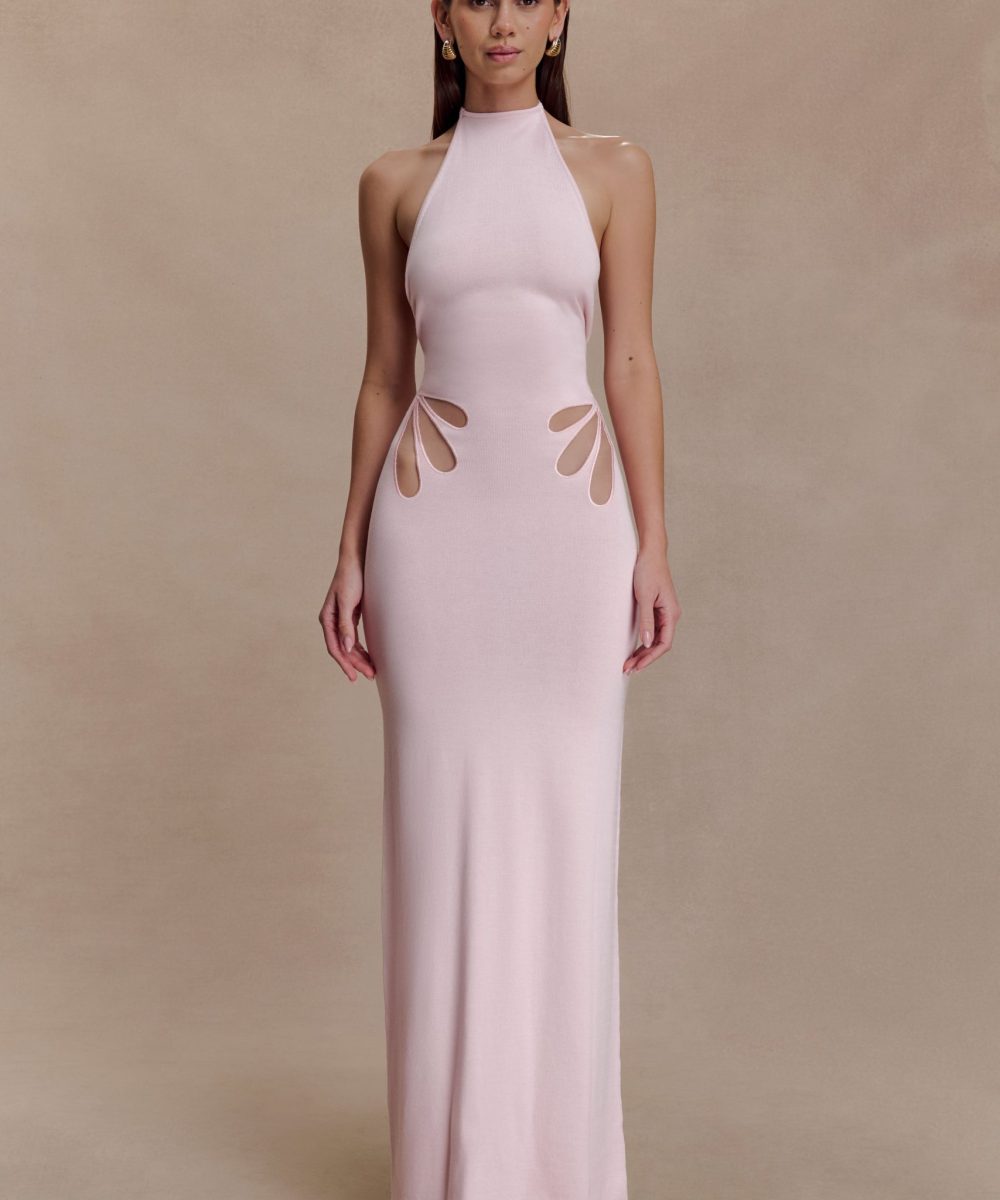 Brock Knit Halter Maxi Dress - Baby Pink