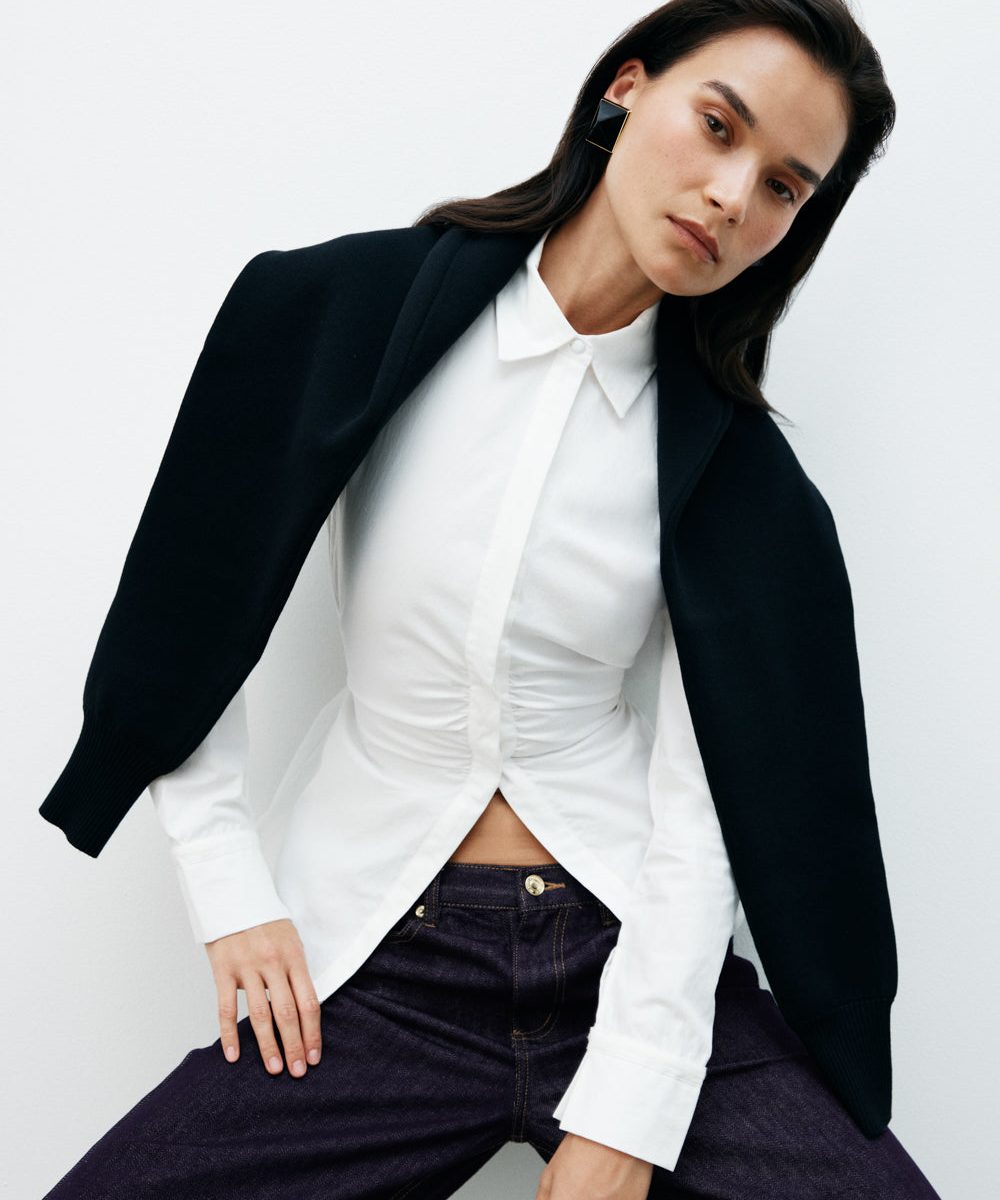 Millie Tie Back Cotton Shirt - White