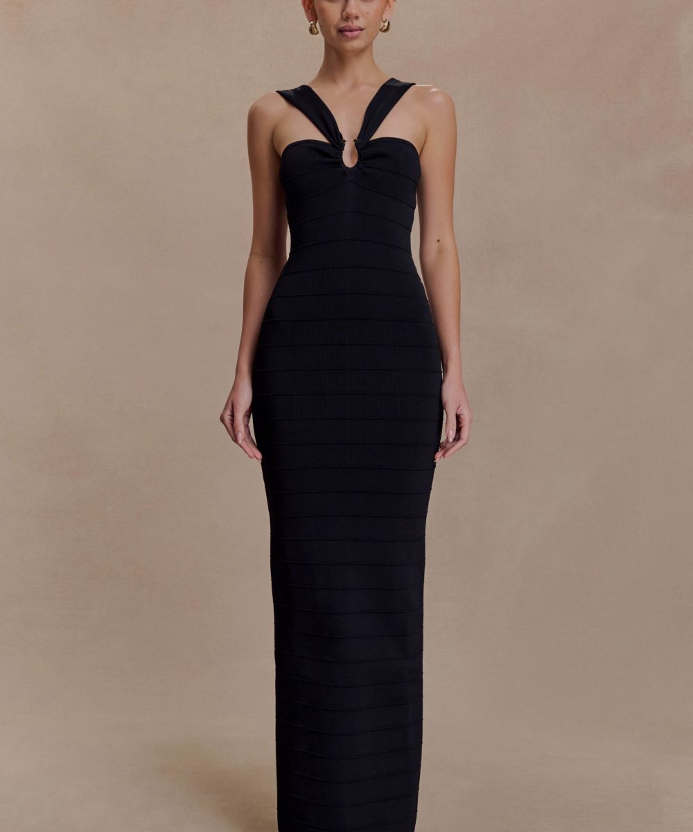 Jaylen Bandage Knit Maxi Dress - Black
