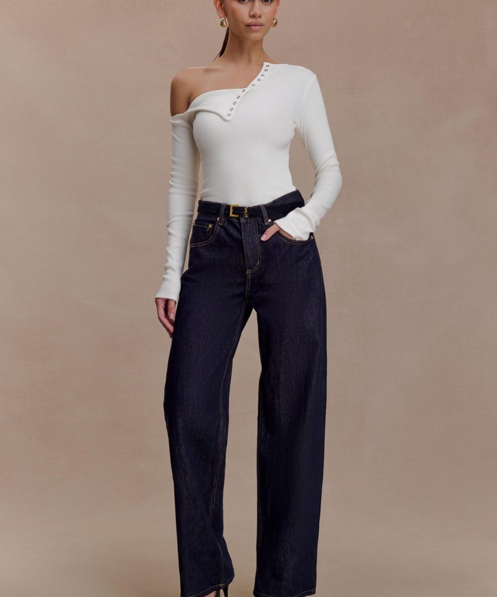 Maelle Off Shoulder Long Sleeve Top - Ivory