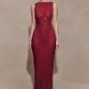 Magnolia Sleeveless Diamante Maxi Dress - Wine