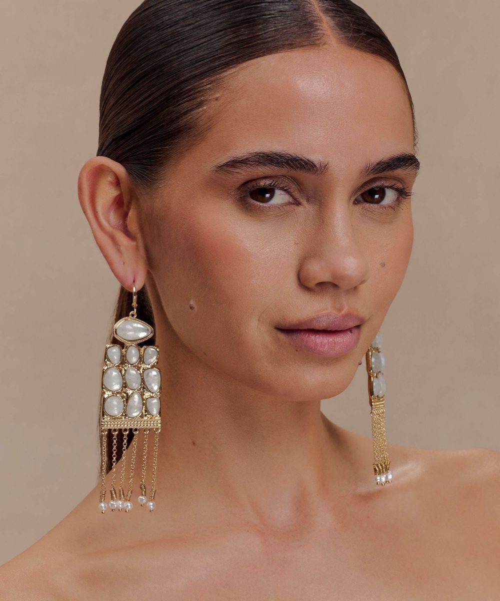 Annika Horizontal Resin Drop Earrings - Gold