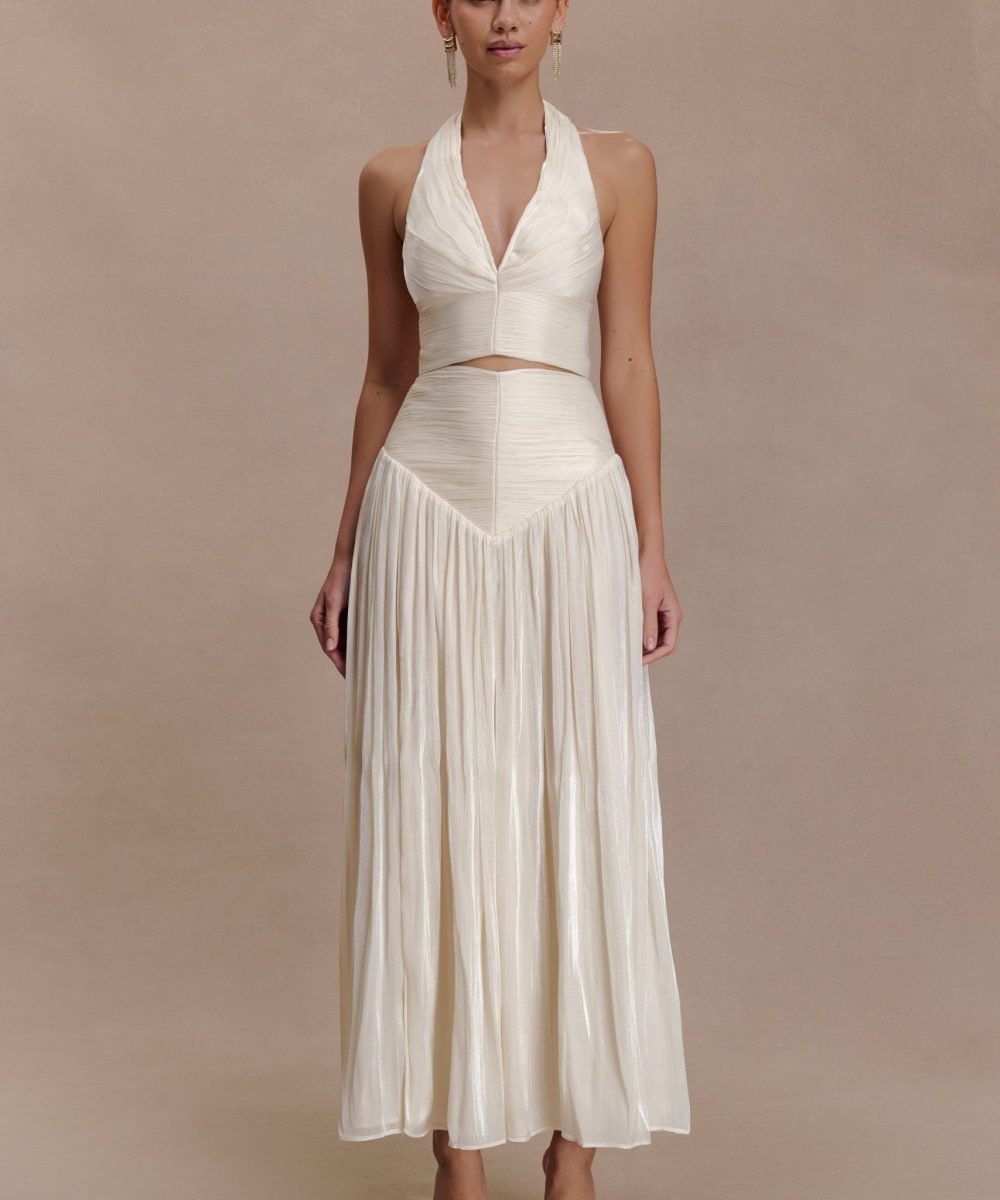 Makena Gathered Midi Skirt - Opal White