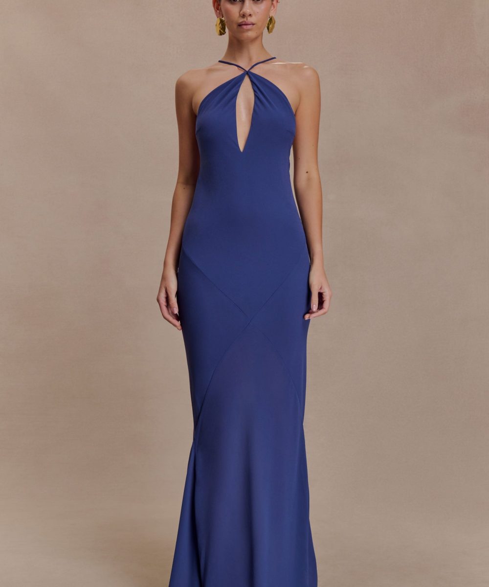 Nerea Slip Halter Maxi Dress - Purple Ink