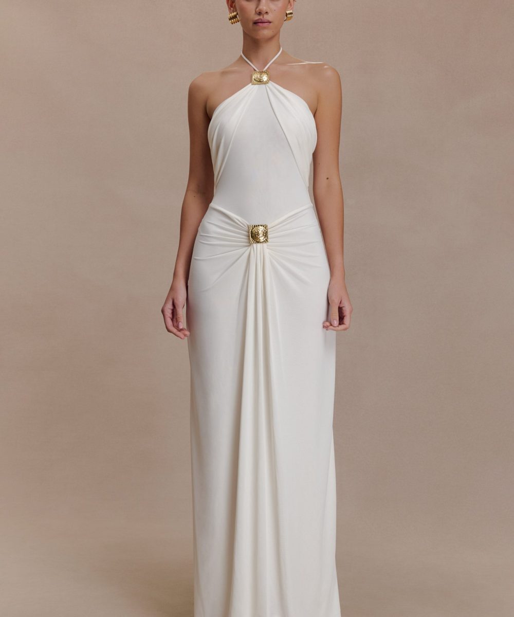 Quincy Halter Maxi Dress With Hardware - Ivory