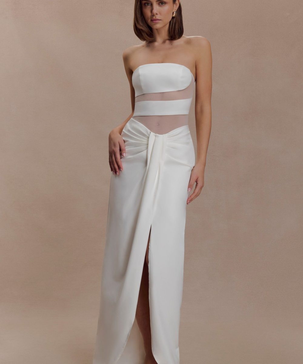 Paulina Cut Out Strapless Maxi Dress - White