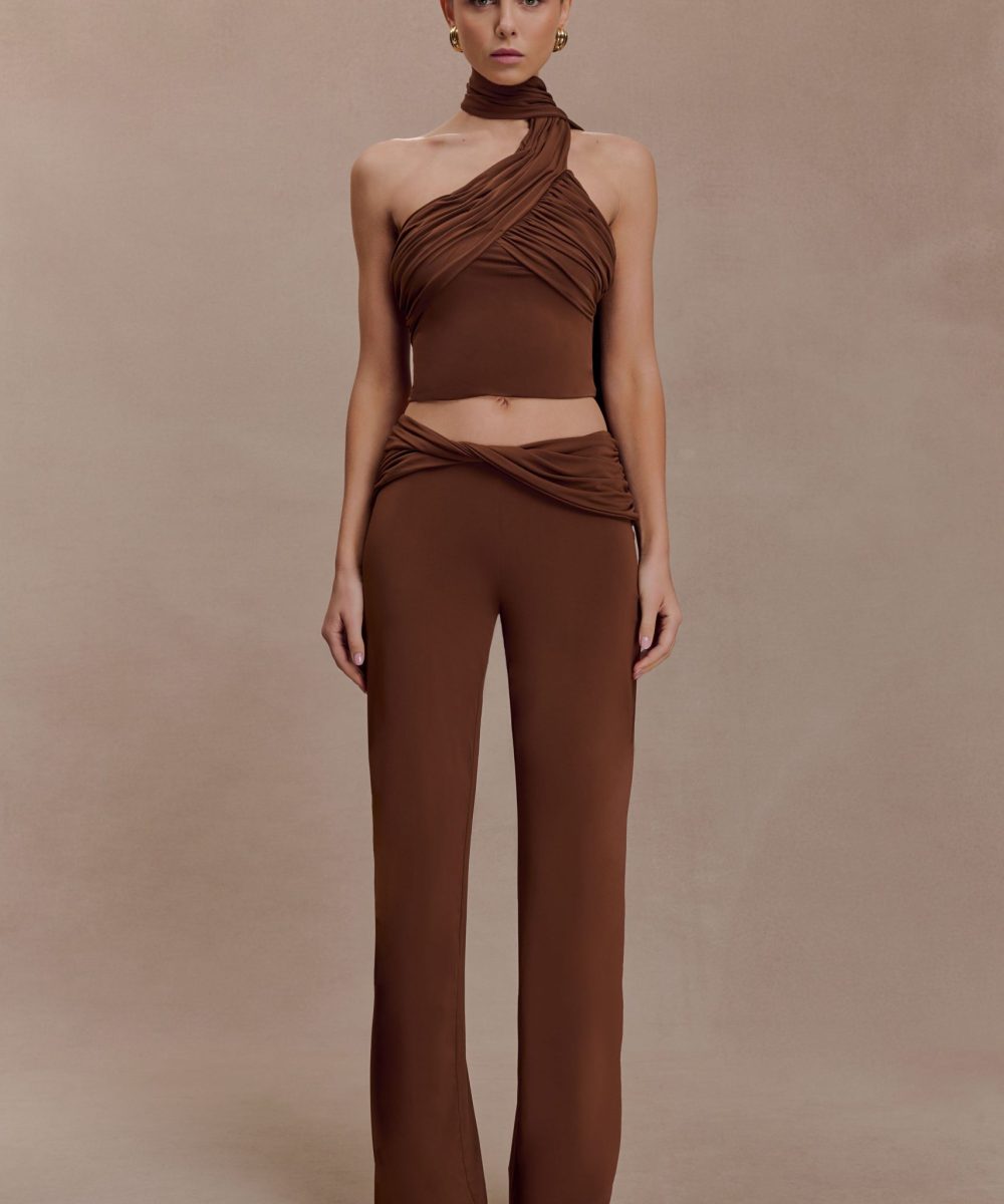 Lydia Slinky Straight Leg Pants - Chocolate