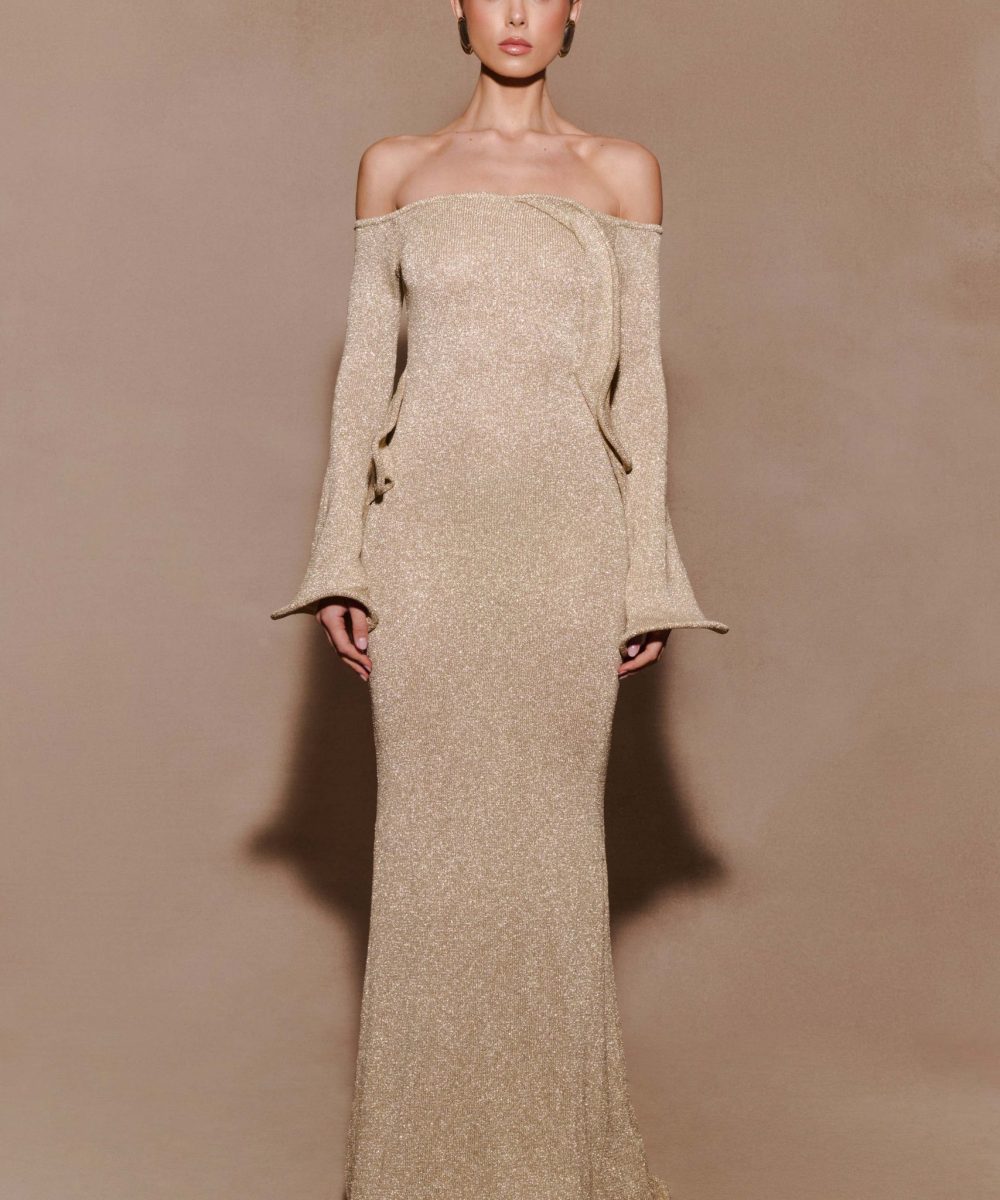 Sandrine Lurex Knit Maxi Dress - Gold