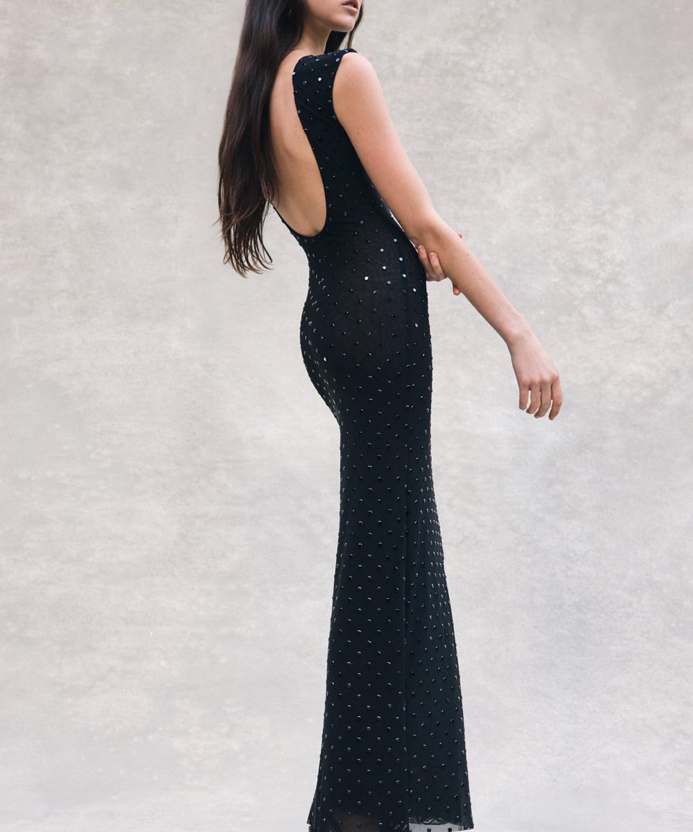 Samara Sleeveless Diamante Maxi Dress - Black