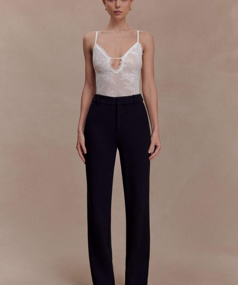 Maude Crepe Straight Leg Pants - Black