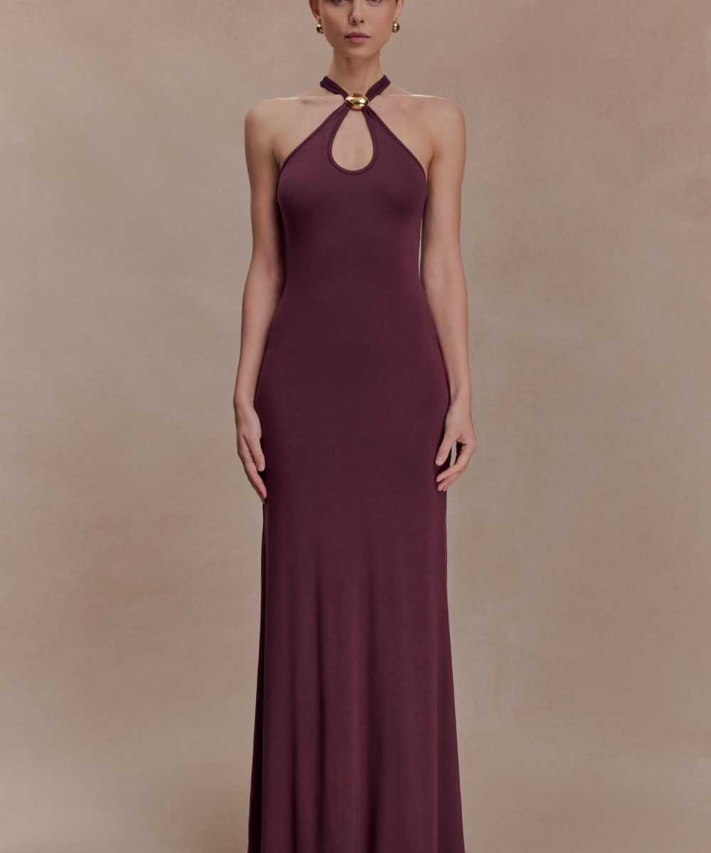 Ramona Modal Maxi Dress With Hardware - Mahogany