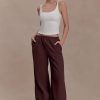 Janayia Cotton Wide Leg Pants - Dark Espresso