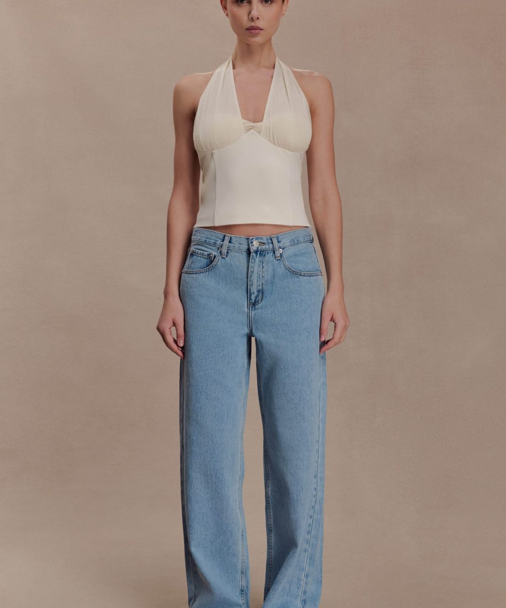 Cressida Crepe Halter Top - Ivory