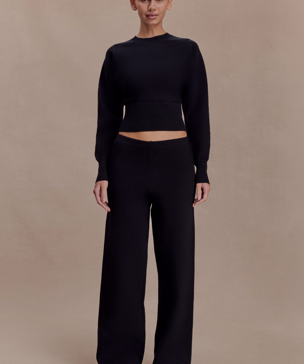 Kerrymae Straight Leg Knit Pants - Black