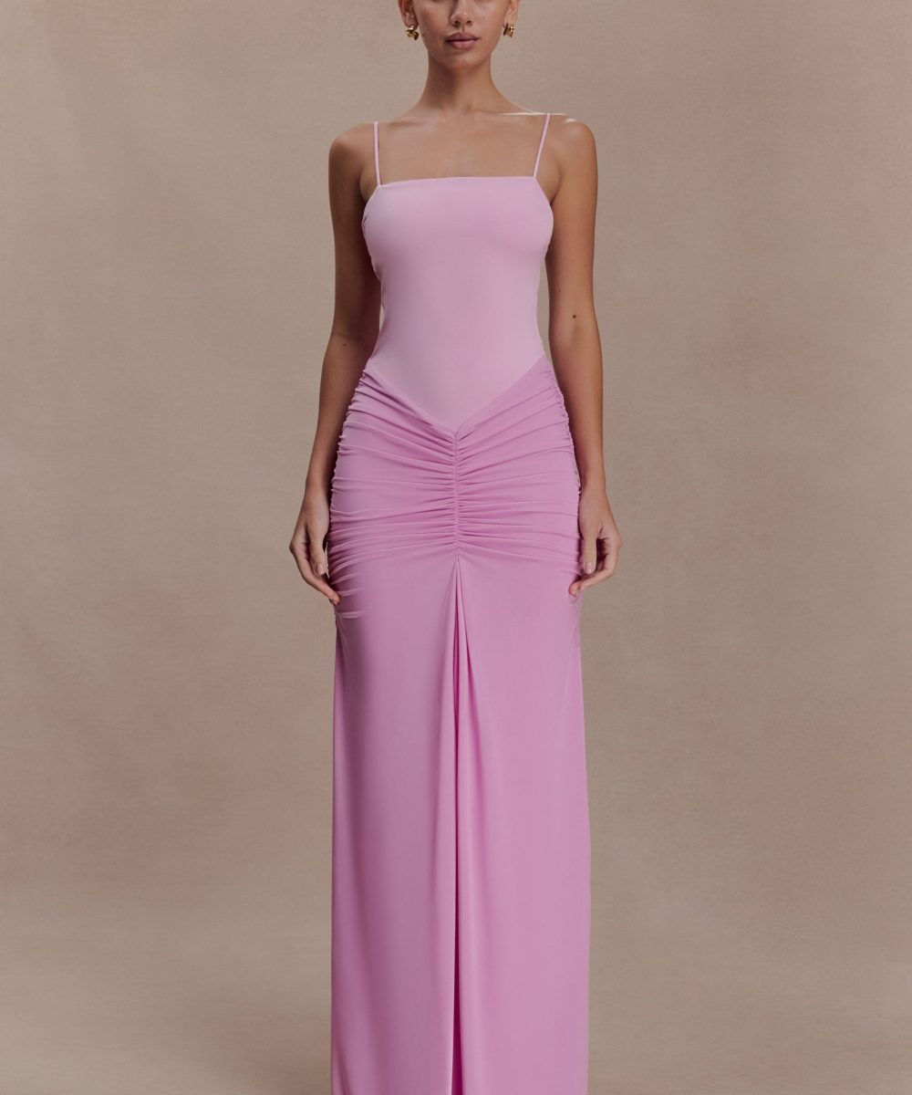 Roisin Slinky Maxi Dress - Powder Pink