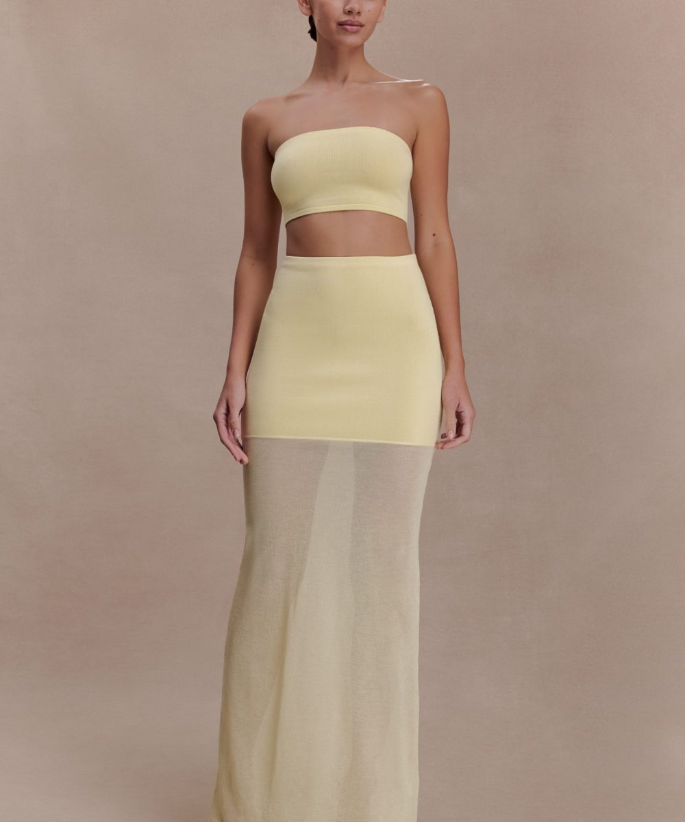 Tanyel Sheer And Bandage Knit Maxi Skirt - Lemon