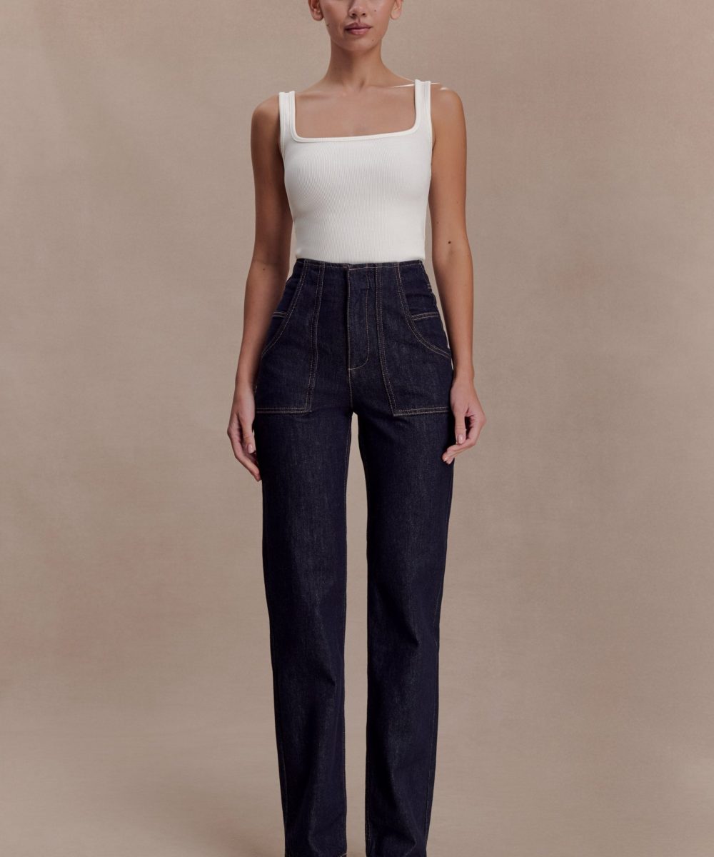 Clarrissa High Rise Jeans - Washed Indigo Blue