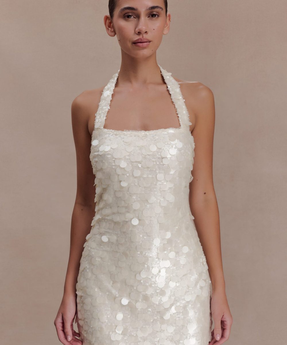 Caralee Sequin Halter Mini Dress - Ivory