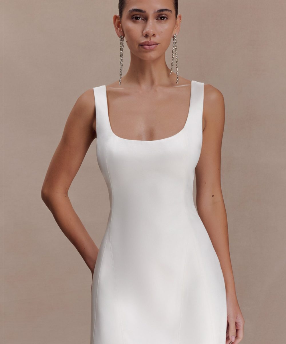 Beth Satin Mini Dress - White