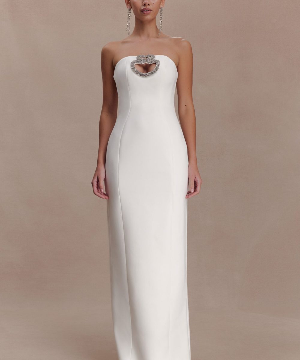 Hilda Embellished Strapless Maxi Dress - White