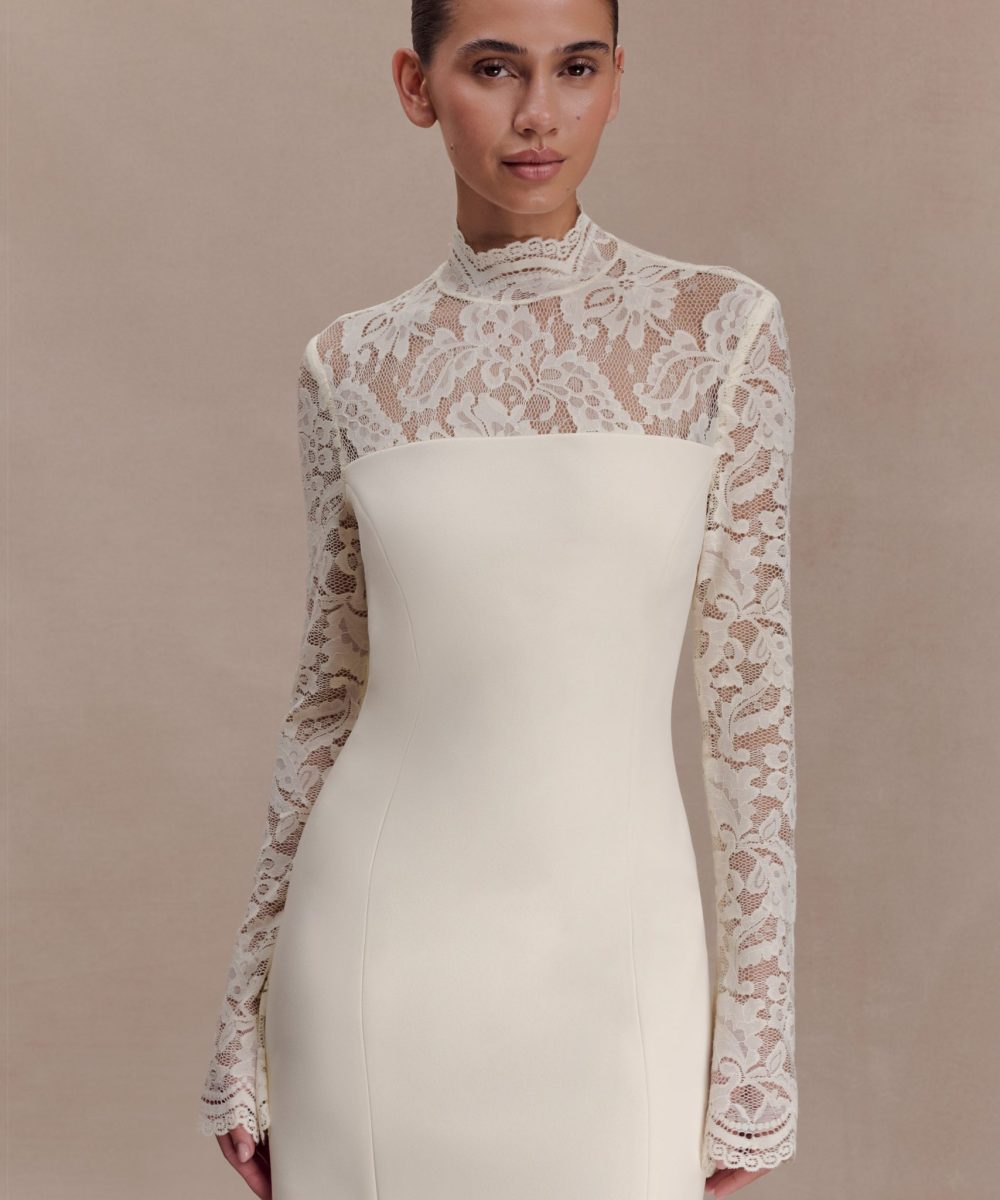 Aurelie Long Sleeve Lace Mini Dress - Ivory