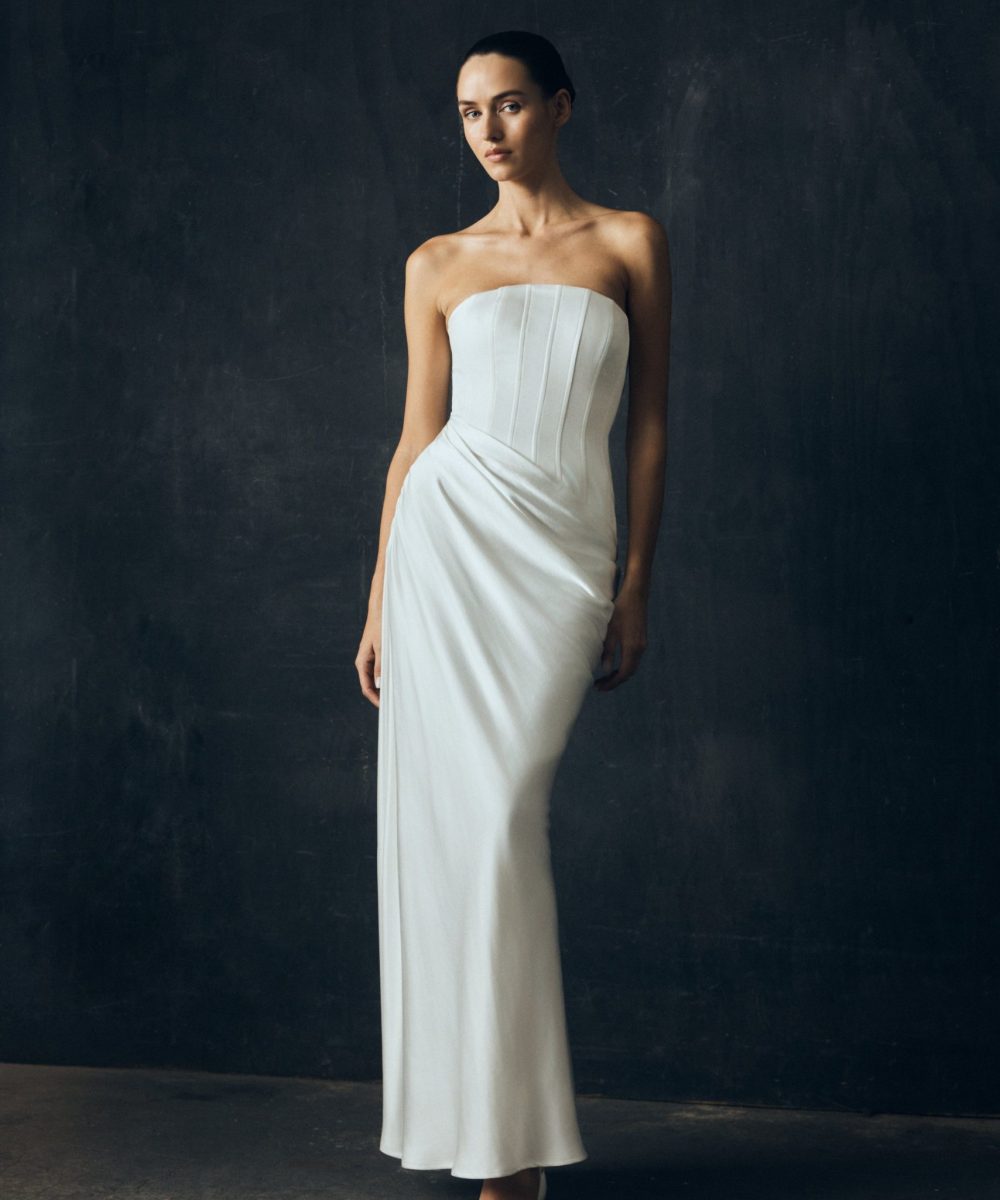 Grace Strapless Draped Waist Maxi Dress - Ivory