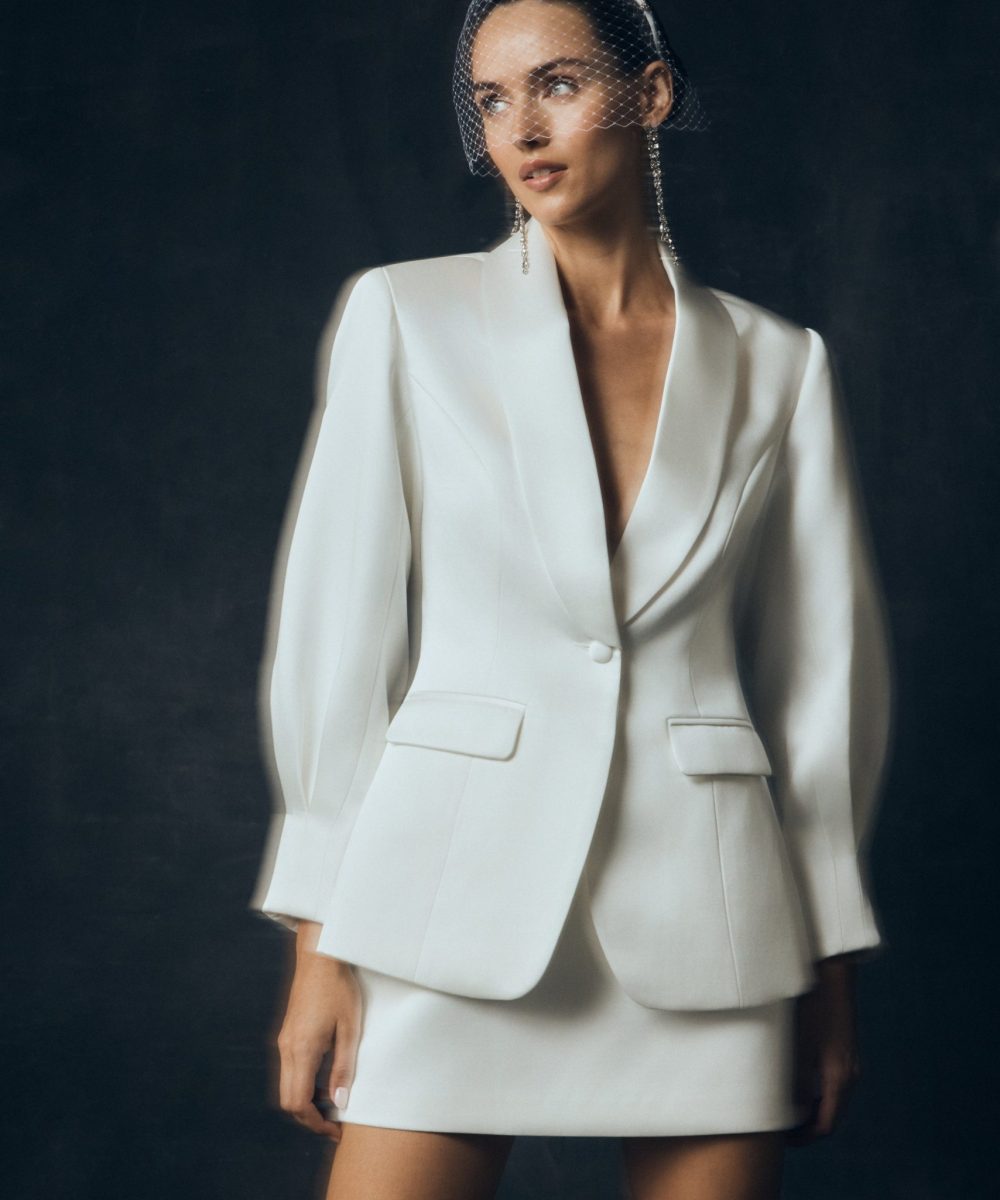 Kylie Oversized Satin Blazer - Ivory