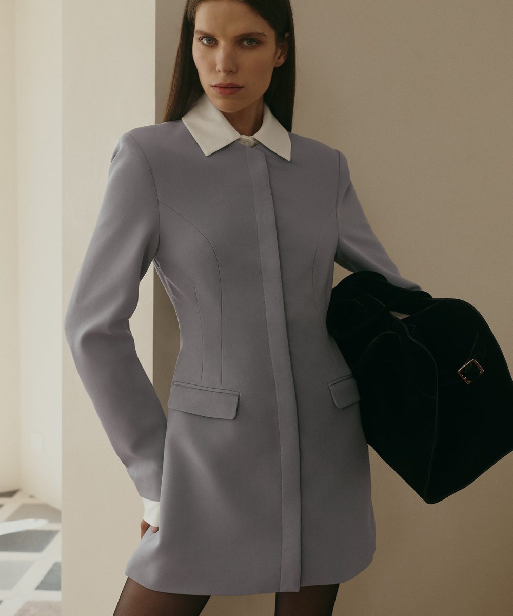 Gretchen Suiting Mini Dress - Grey