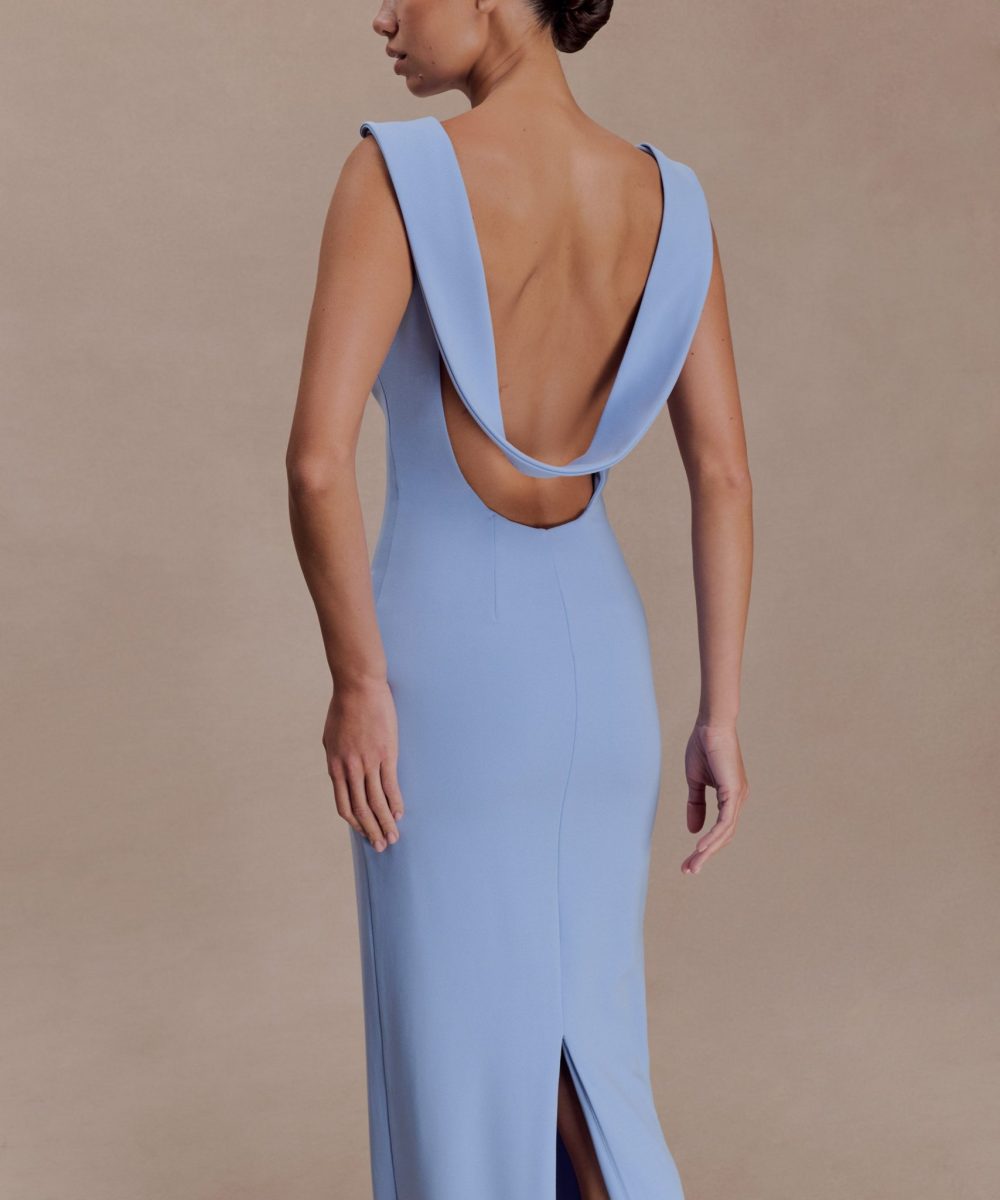 Galilea Crepe Draped Maxi Dress - Cornflower Blue