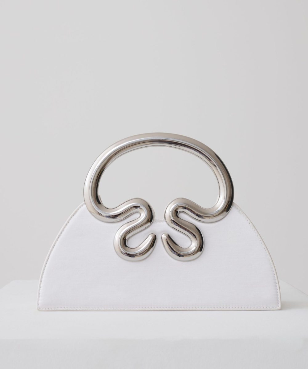 Elianne Satin Frame Clutch Bag - White