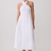 Rosie Linen Halter Midi Dress - White