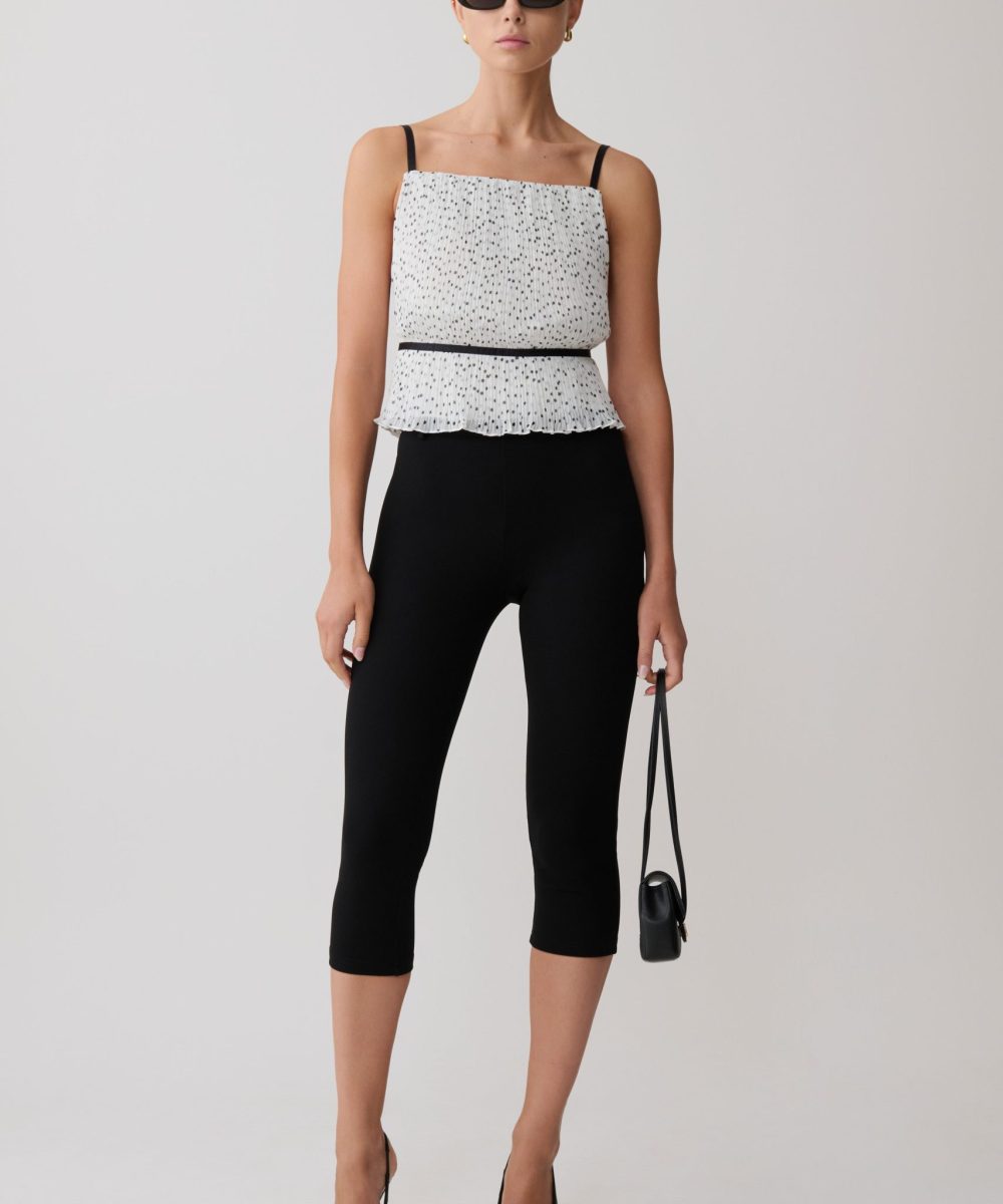 Lilou Pleated Sleeveless Top - Polka Dot
